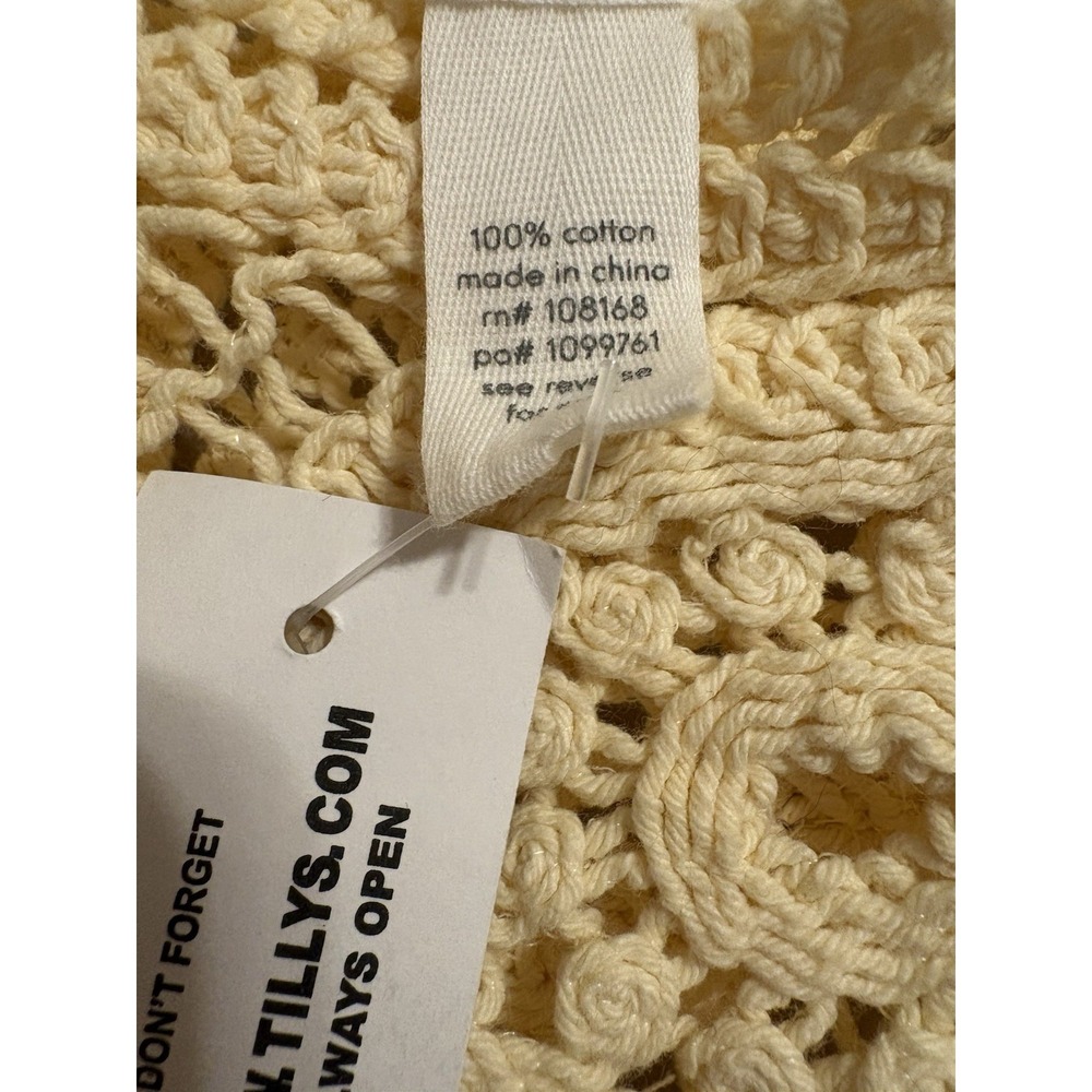 Tilly’s Crochet Cotton Cropped Tank Top cream Sleeveless Wide Strap Size L - Picture 9 of 9
